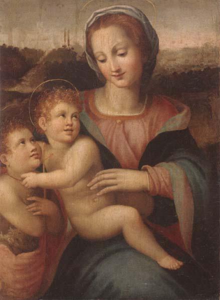 Francesco Brina The madonna and child with the infant saint john the baptist